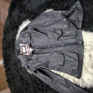 WOMENS L.O.G.G JACKET BY H&M BLACK WITH PLAID INNER SHELL SIZE 6